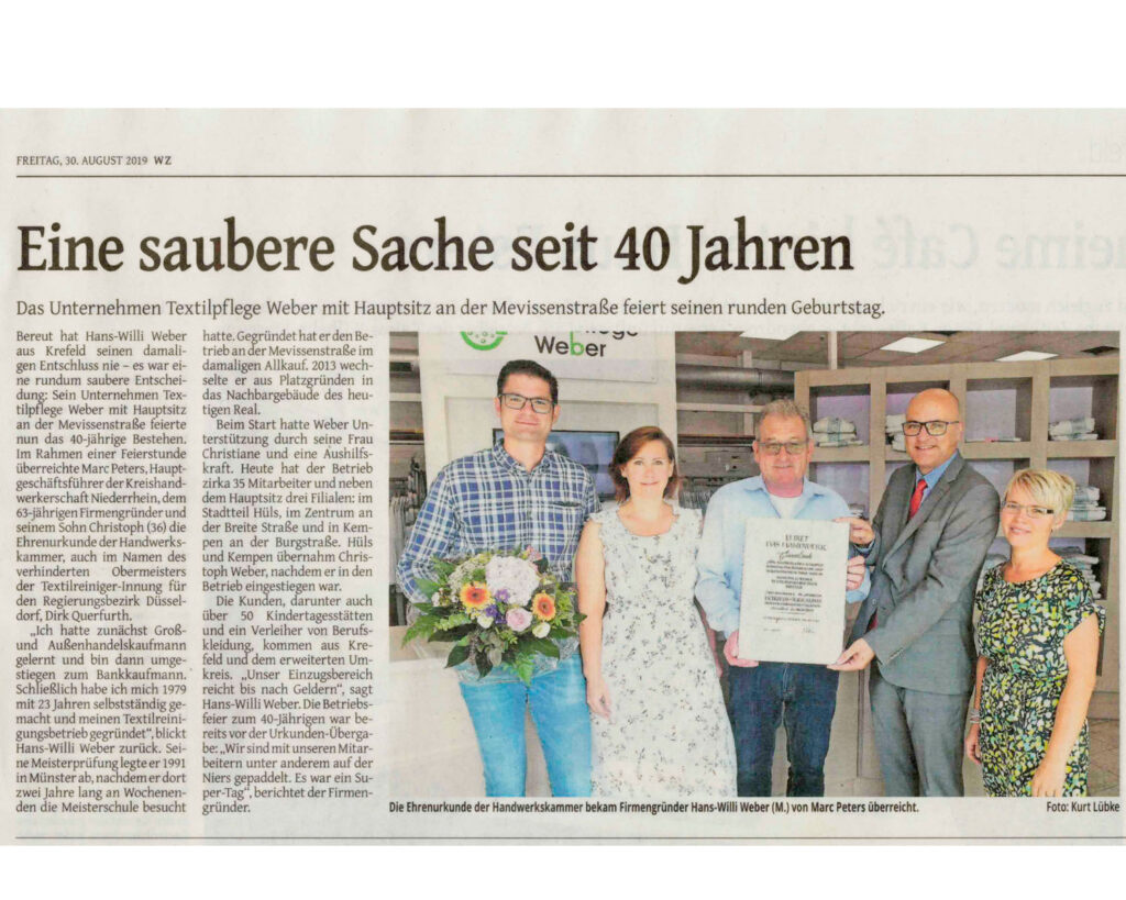  Textilpflege Weber Firmenjubiläum 40 Jahre